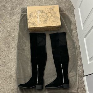 NWT, Free People, Everly Over The Knee Suede Boot, Black, size 39